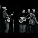 Pete Seeger, Bernardo Palombo, Dave Soldier, and Dorothy Potter performing for the surviving members of the Abraham Lincoln Brigade, Borough Manhattan Community College, 1996. We're playing songs from the Spanish Civil War.