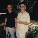 Dave Soldier and Richard Lair in Lampang, Thailand, cofounders Thai Elephant Orchestra